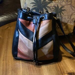 Multicolor Chevron Bucket Bag